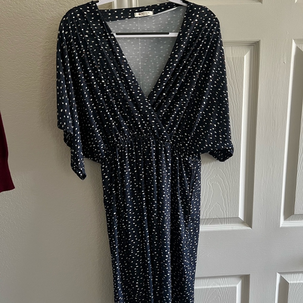 Chic Black Polka Dot Midi Dress